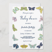 蝶カラフルの夏の赤ちゃん 招待状 (正面)