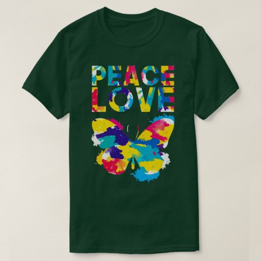 蝶カラフルの統一日平和 Tシャツ (デザイン正面)