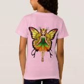 蝶カラフルの羽を持つ鮮やか妖精 Tシャツ (裏面)