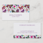 蝶カラフルの花模様 名刺 (正面/裏面)