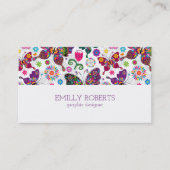蝶カラフルの花模様 名刺 (正面)