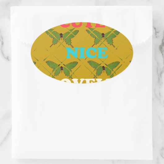 蝶カラフルの装飾:かわいい、素敵、素敵。 楕円形シール (バッグ)