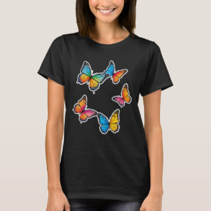 蝶カラフルイラストレーション Tシャツ