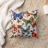 蝶カラフルスケッチ クッション (ブランケット)
