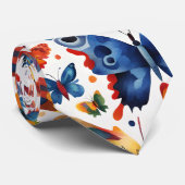蝶カラフルスケッチ ネクタイ (ロール)