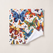 蝶カラフルスケッチ バスタオルセット (ウォッシュタオル)