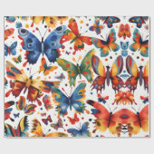 蝶カラフルスケッチ ラッピングペーパー (フラット)