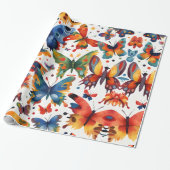 蝶カラフルスケッチ ラッピングペーパー (アンロールド)