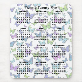 蝶カラフルデザイン2025カレンダー マウスパッド