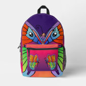 蝶カラフルデザイン プリントバックパック (正面)