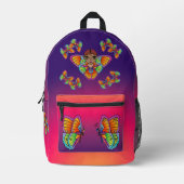 蝶カラフルデザイン プリントバックパック (正面)