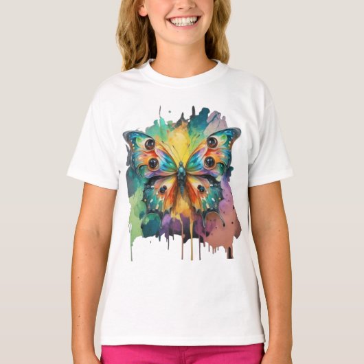 蝶カラフルデザイン Tシャツ (正面)