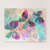 蝶カラフルパズルとハート ジグソーパズル (横)
