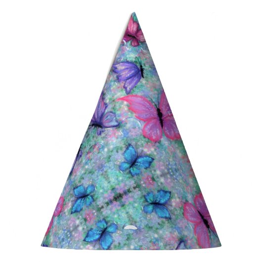 蝶カラフルパーティー帽子 パーティーハット (左)