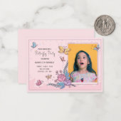 蝶カラフルパーティー誕生日の招待状 ノートカード (正面/裏面インサイチュ)