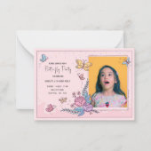 蝶カラフルパーティー誕生日の招待状 ノートカード (正面)