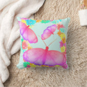蝶カラフルフローラ夢 クッション (ブランケット)