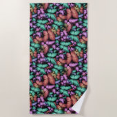 蝶カラフルプリント ビーチタオル (正面)