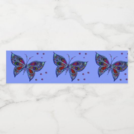 蝶カラフルモザイク ペットボトルラベル (シングルラベル)