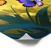 蝶カラフル付きレインボー絵を描ゼブラ ポスター (角)