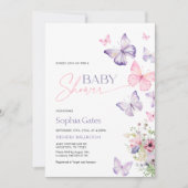 蝶カラフル付き赤ちゃんシャワー招待状 招待状 (正面)