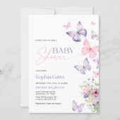 蝶カラフル付き赤ちゃんシャワー招待状 招待状 (正面)