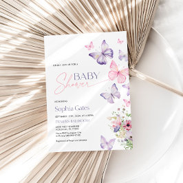 蝶カラフル付き赤ちゃんシャワー招待状 招待状
