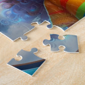 蝶カラフル付き髪小さな女の子 ジグソーパズル (側面)