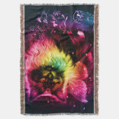 蝶カラフル子猫 スローブランケット (正面縦)