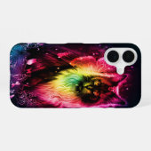 蝶カラフル子猫 iPhone 16ケース (裏面横)