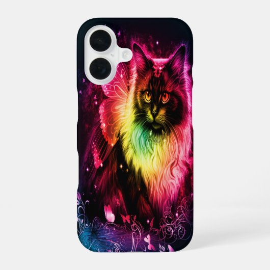 蝶カラフル子猫 iPhone 16ケース (裏面)