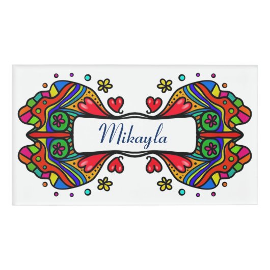 蝶カラフル形の  名札 (正面)