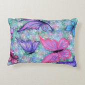 蝶カラフル枕飛んでいるの喜び アクセントクッション (裏面)