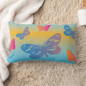 蝶カラフル枕 ランバークッション (ブランケット)