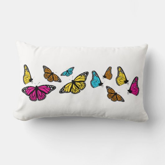 蝶カラフル枕 ランバークッション (正面)