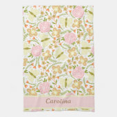 蝶カラフル柄の名前の花 キッチンタオル (縦)