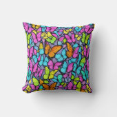 蝶カラフル柄 クッション (正面)