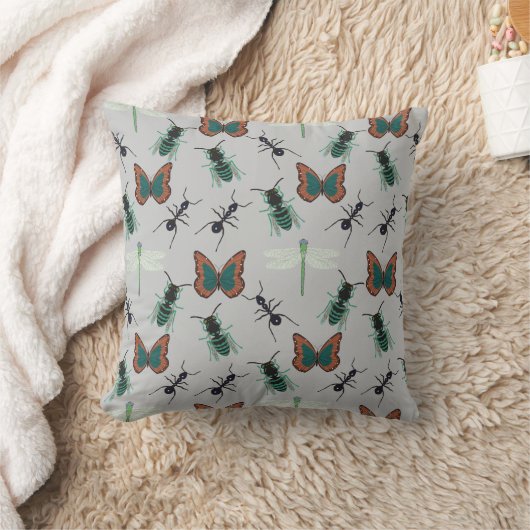 蝶カラフル柄 クッション (ブランケット)