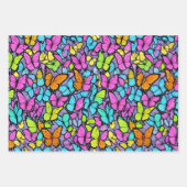 蝶カラフル柄 ラッピングペーパーシート (正面3)