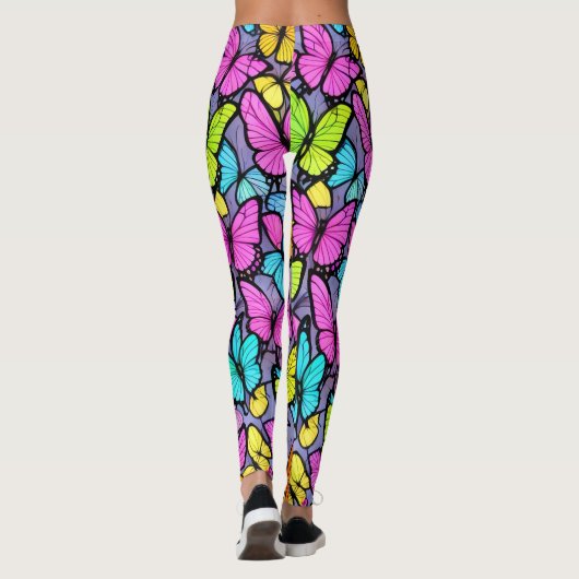 蝶カラフル柄 レギンス (裏面)