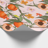 蝶カラフル模様の桃 ラッピングペーパー (角)