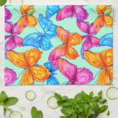 蝶カラフル模様 キッチンタオル (折り畳み)