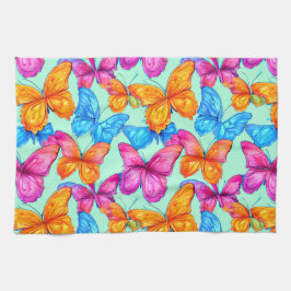 蝶カラフル模様 キッチンタオル