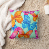 蝶カラフル模様 クッション (ブランケット)