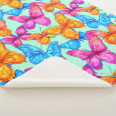 蝶カラフル模様 シェルパブランケット (3/4)