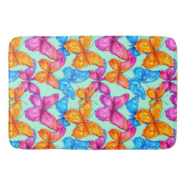 蝶カラフル模様 バスマット