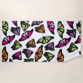 蝶カラフル模様 ビーチタオル (正面)