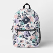 蝶カラフル模様 プリントバックパック (正面)