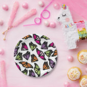 蝶カラフル模様 ペーパープレート (パーティー)