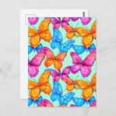 蝶カラフル模様 ポストカード (正面/裏面)